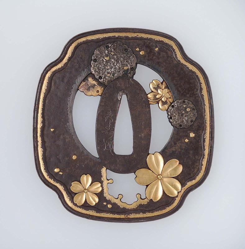 Tsuba with design of cherry blossoms
