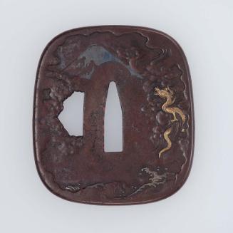 Tsuba with design of Mount Fuji and dragon