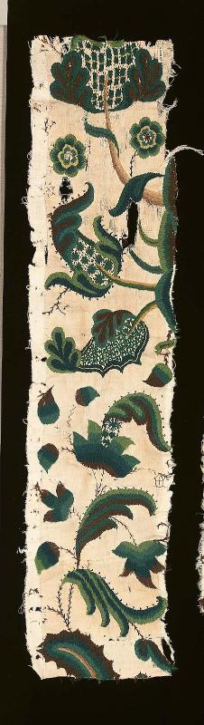 Fragment from a set of crewelwork bed hangings