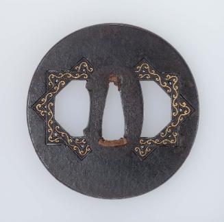 Tsuba with design of arabesques and squares