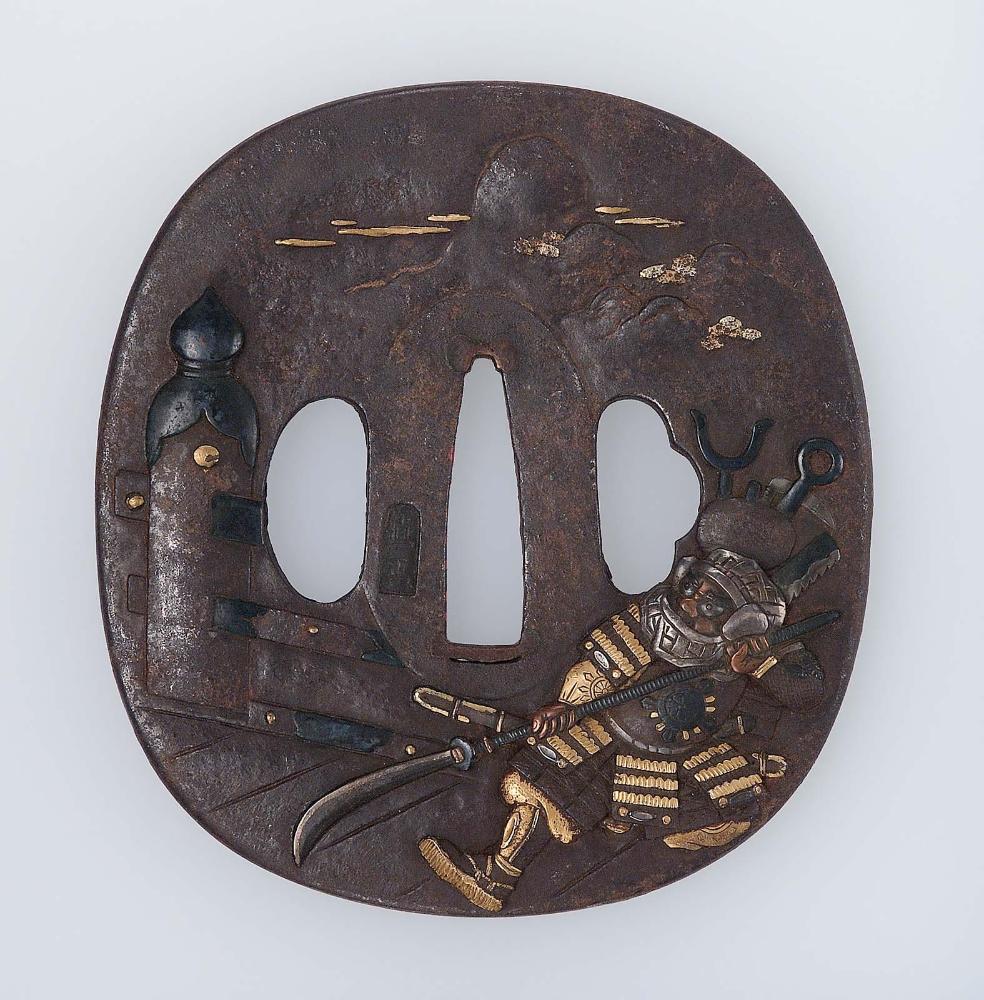 Tsuba with design of Benkei at the Gojo bridge