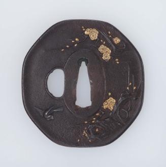 Tsuba with design of bird and flowering plum