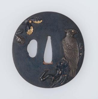 Tsuba with design of eagle on a branch