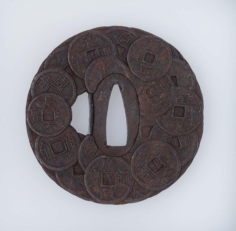 Tsuba with design of a mass of ancient coins