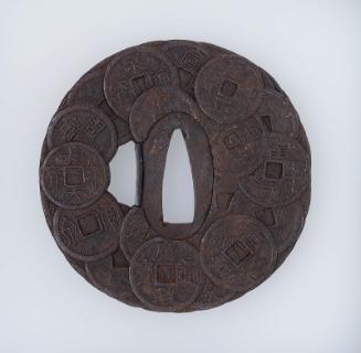 Tsuba with design of a mass of ancient coins