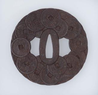 Tsuba with design of a mass of ancient coins