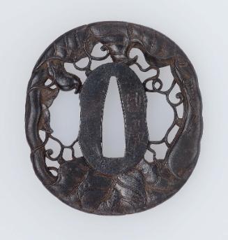 Tsuba in the form of bean-pods and -leaves