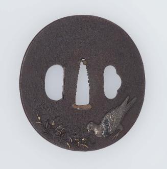 Tsuba with design of doves and daisies