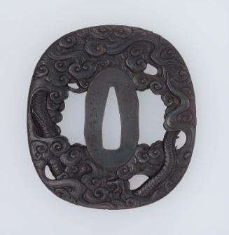 Tsuba with design of dragon and clouds