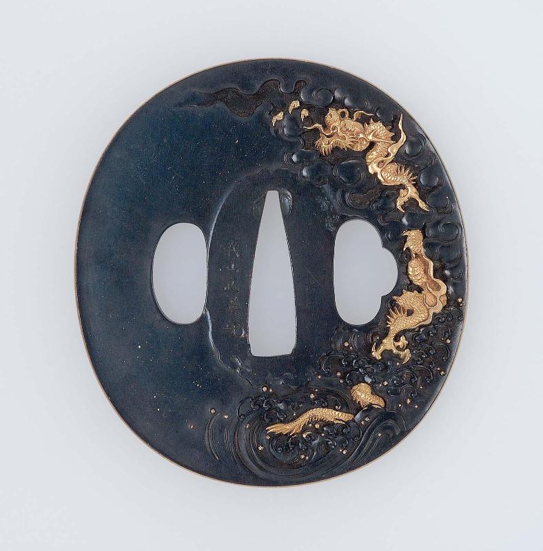 Tsuba with design of dragon and clouds