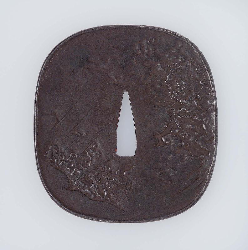 Tsuba with design of the Gods of Wind and Thunder