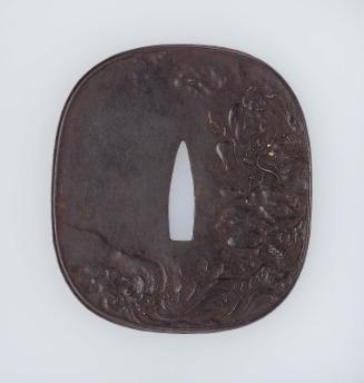 Tsuba with design of Chinnan Sennin and his dragon
