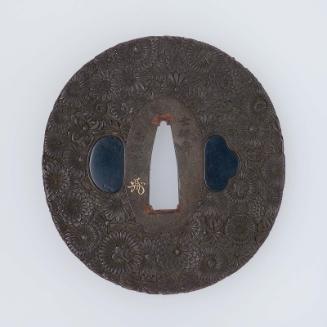 Tsuba with design of chrysanthemum blossoms