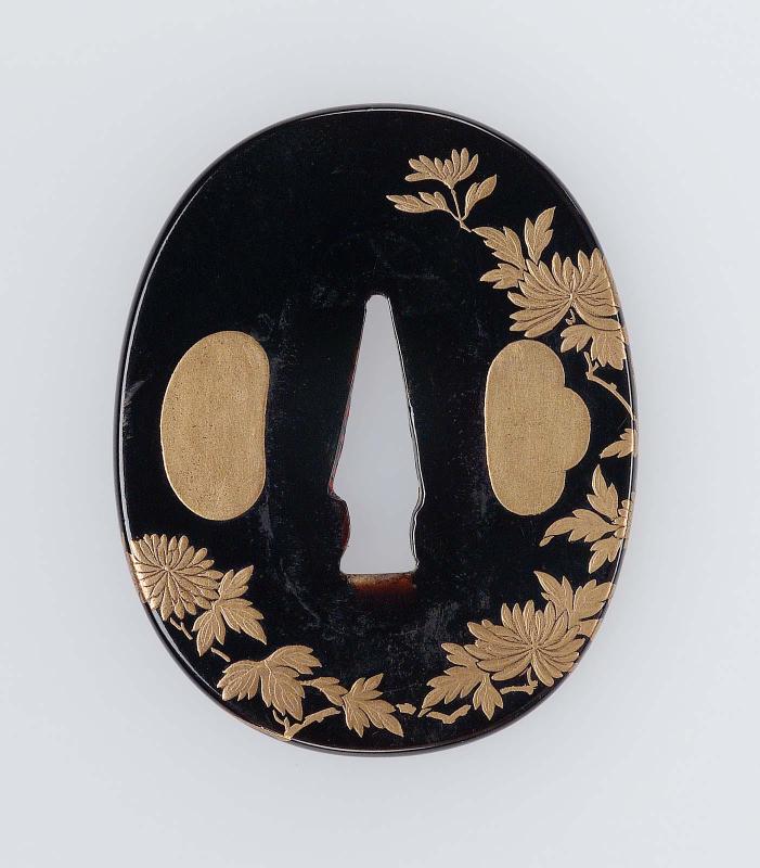 Tsuba with design of chrysanthemums