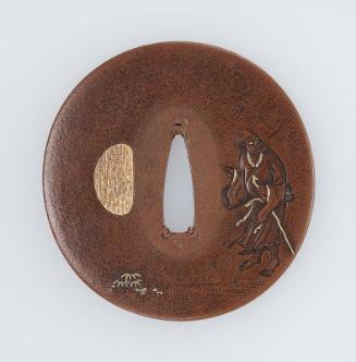 Tsuba with design of Tekkai Sennin breathing out his soul