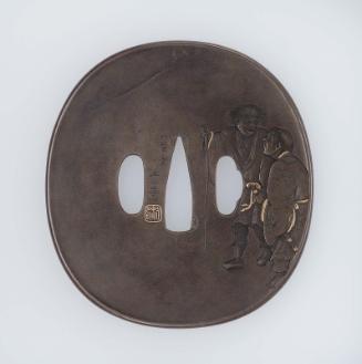 Tsuba with design of two sennin in a landscape