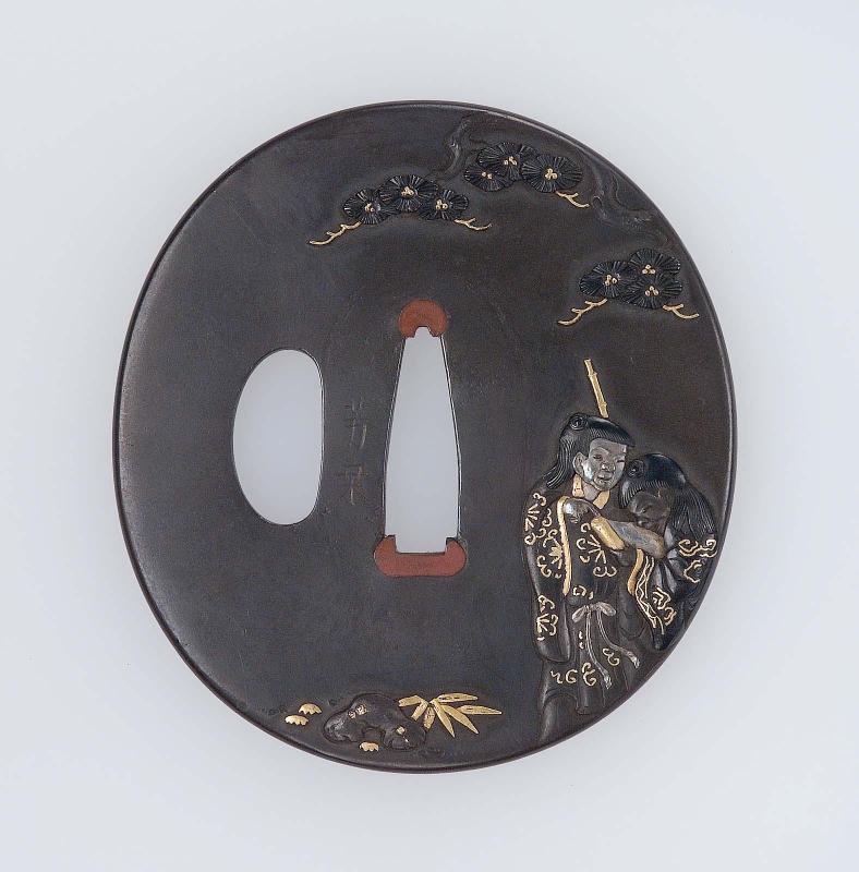 Tsuba with design of Kanzan and Jittoku