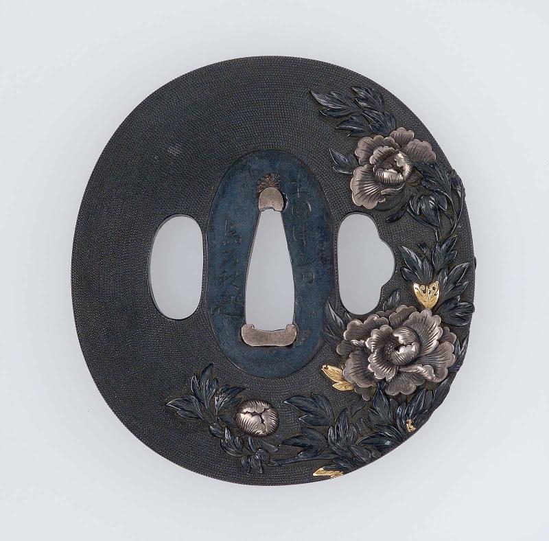 Tsuba with design of peonies