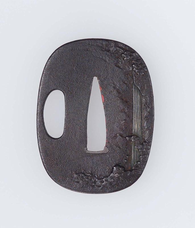 Tsuba with design of waterfalls
