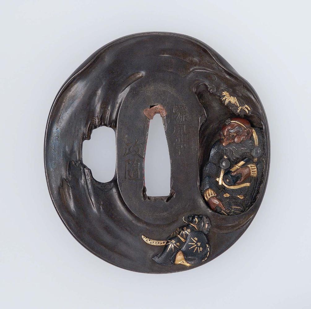 Tsuba with design of Ushiwakamaru and the Tengu King