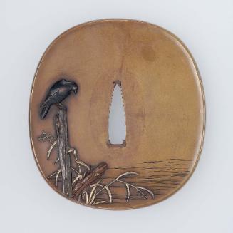 Tsuba with design of fisherman with nets