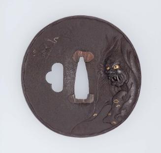 Tsuba with design of an ogre and tengu