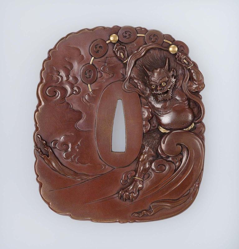 Tsuba with design of Raijin raising a storm