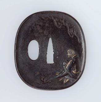 Tsuba with design of Daruma seated in meditation