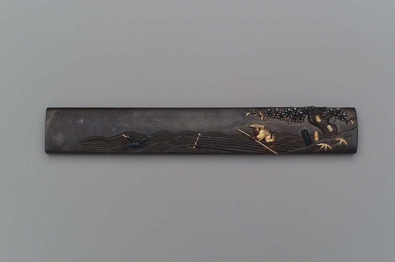 Kozuka with design of cormorant fisherman