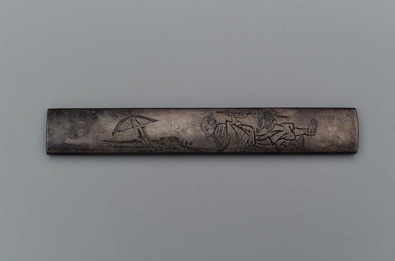 Kozuka with design of monkey-trainer