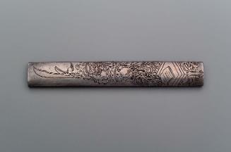 Kozuka with design of Kan'u with a demon attendant