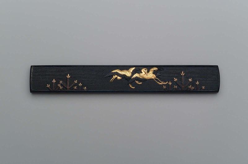 Kozuka with design of cranes and pine saplings