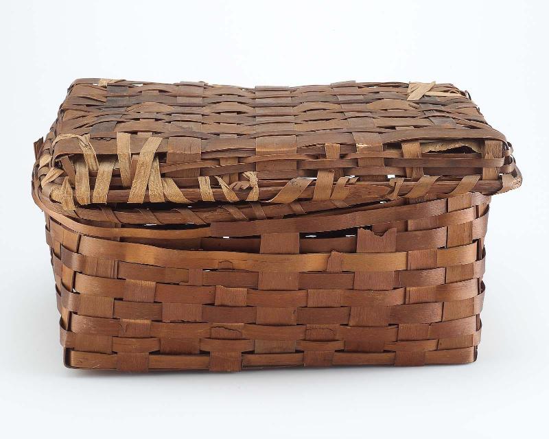 Lidded storage basket