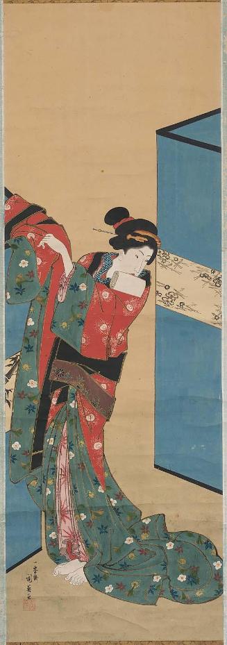 Courtesan Standing Behind a Screen
