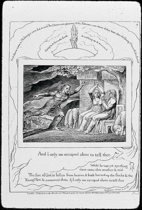 The Messengers tell Job of his Misfortunes (Illustrations of the Book of Job, Plate 4)