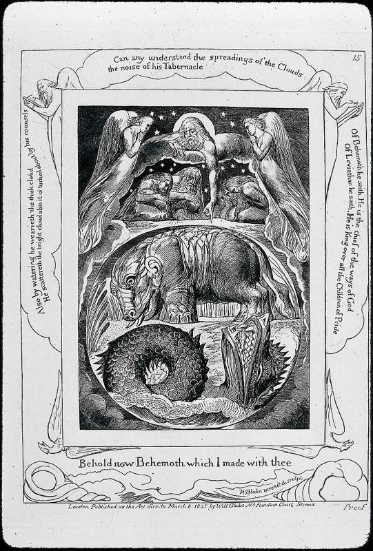 Behemoth and Leviathan (Illustrations of the Book of Job, Plate 15)