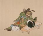 Man slicing melon