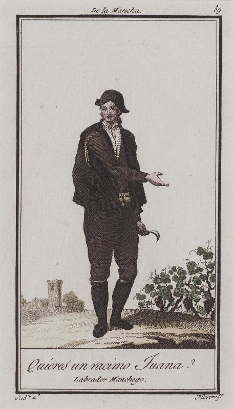 De la Mancha 39, Quieres un racimo Juana?  Labrador Manchego, from Antonio Rodriguez, Colección de los trages que en la actualidad se usan en España