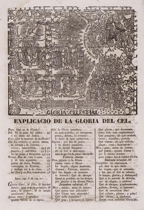 Broadside: Explicacio de la Gloria del Cel.