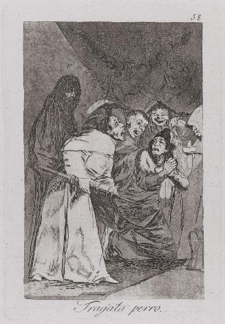 Tragala perro (Swallow it, dog); Plate 58 of Los Caprichos