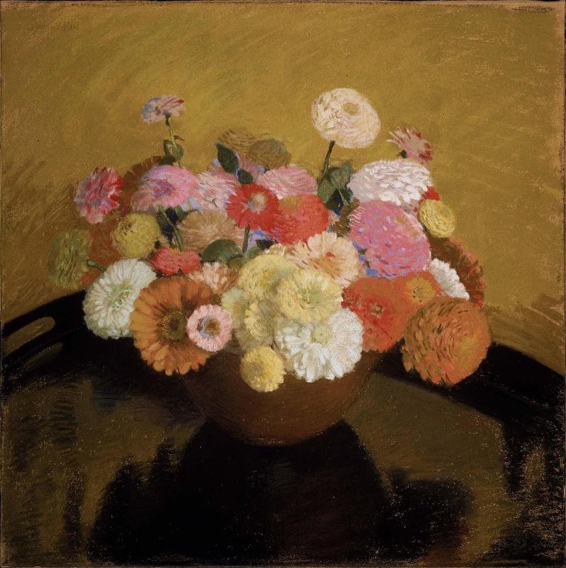 Bowl of Zinnias
