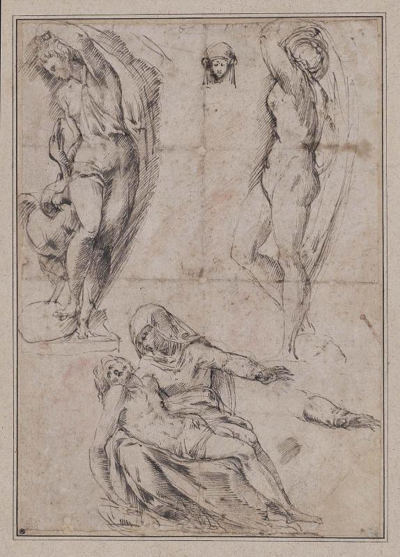 Studies of Leda and the Swan, a Pietà, and a Female Head