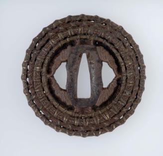 Tsuba with woven wire pattern