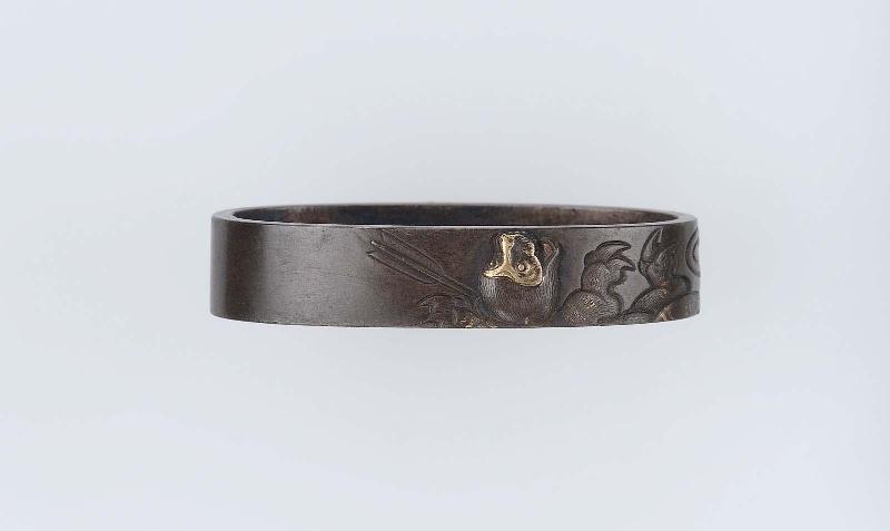 Fuchi with design of the nue struck by Yorimasa's arrow