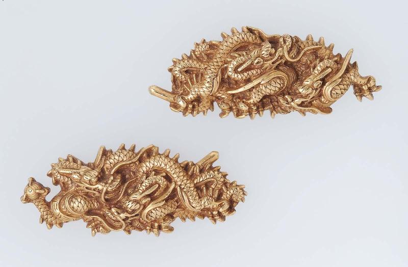Pair of menuki in the form of dragons wirh sword and jewel