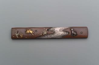 Kozuka with design of hares, scouring rushes (tokusa) and a stream