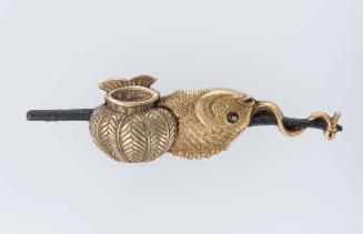 Menuki in the form of a bream, fishing rod and basket