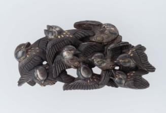 Menuki in the form of a flight of sparrows