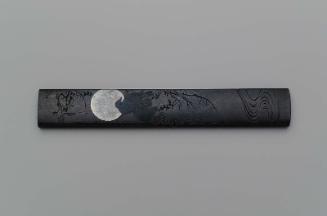 Kozuka with design of crow on branch and full moon