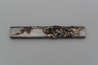 Kozuka with design of Shoki and cherry-blossom